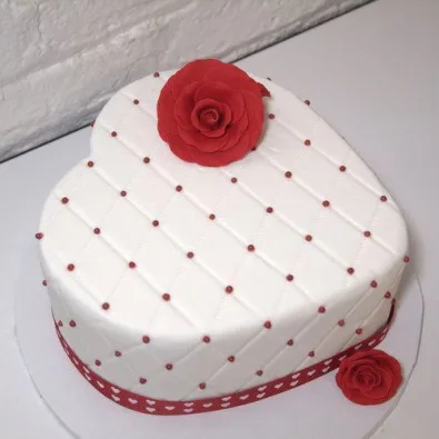 White & red heart Cake