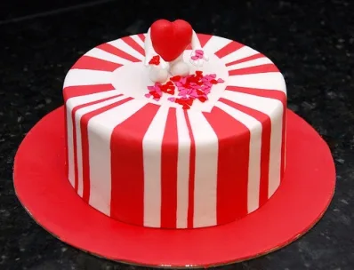 Red and white love Cake