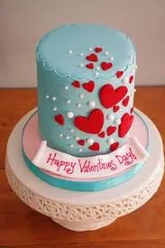 Blue with red heart Cake