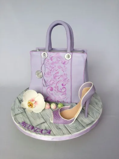 Purple Bag & Shoe Cake